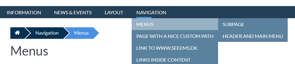 Seeems Menu Navigation